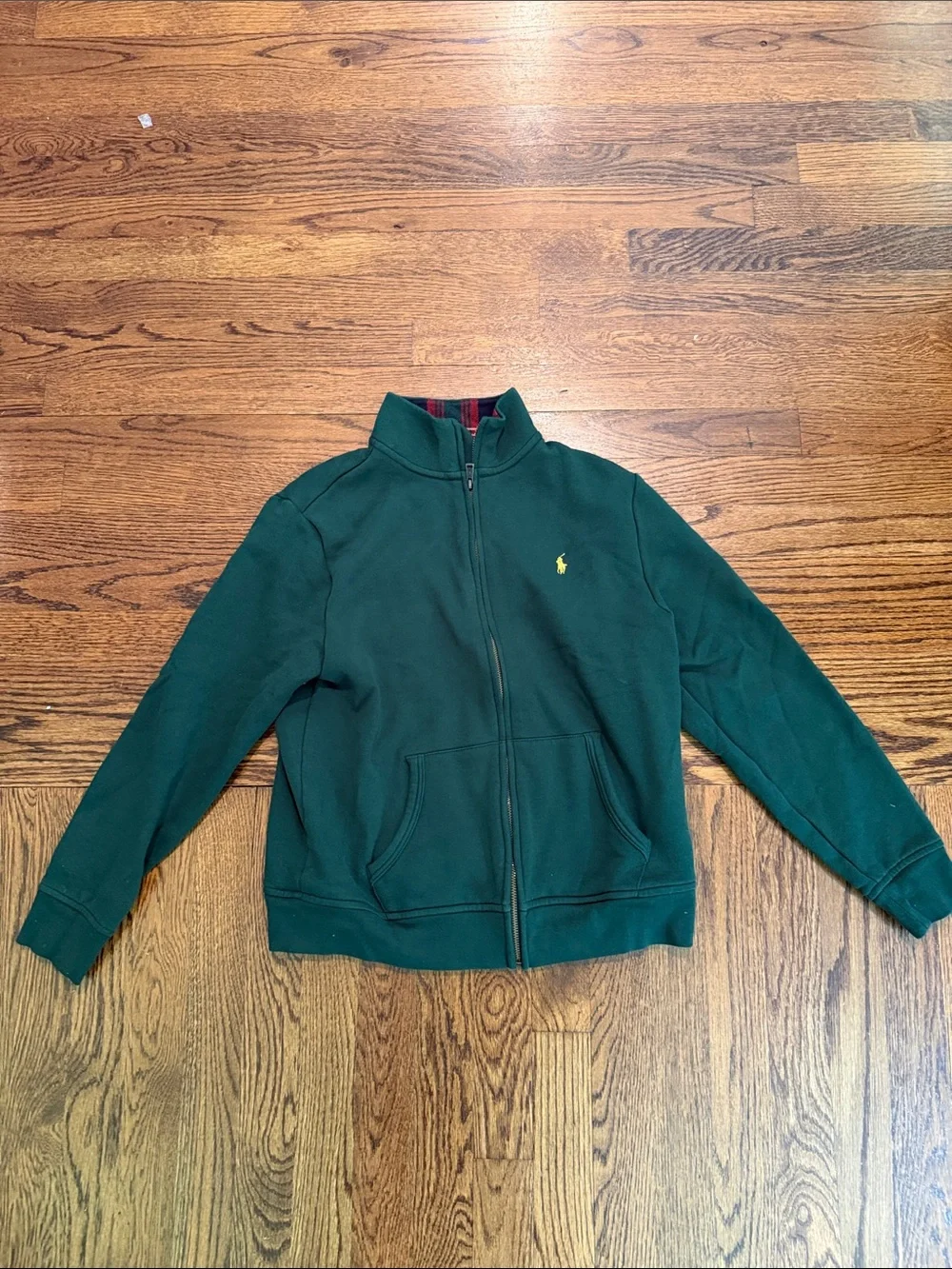 Ralph Lauren Forest Green Full-Zip Sweatshirt with Yellow Pony